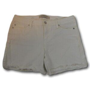 Liverpool Mid Rise White Frayed Hem Denim The Short Shorts Size: 6/28